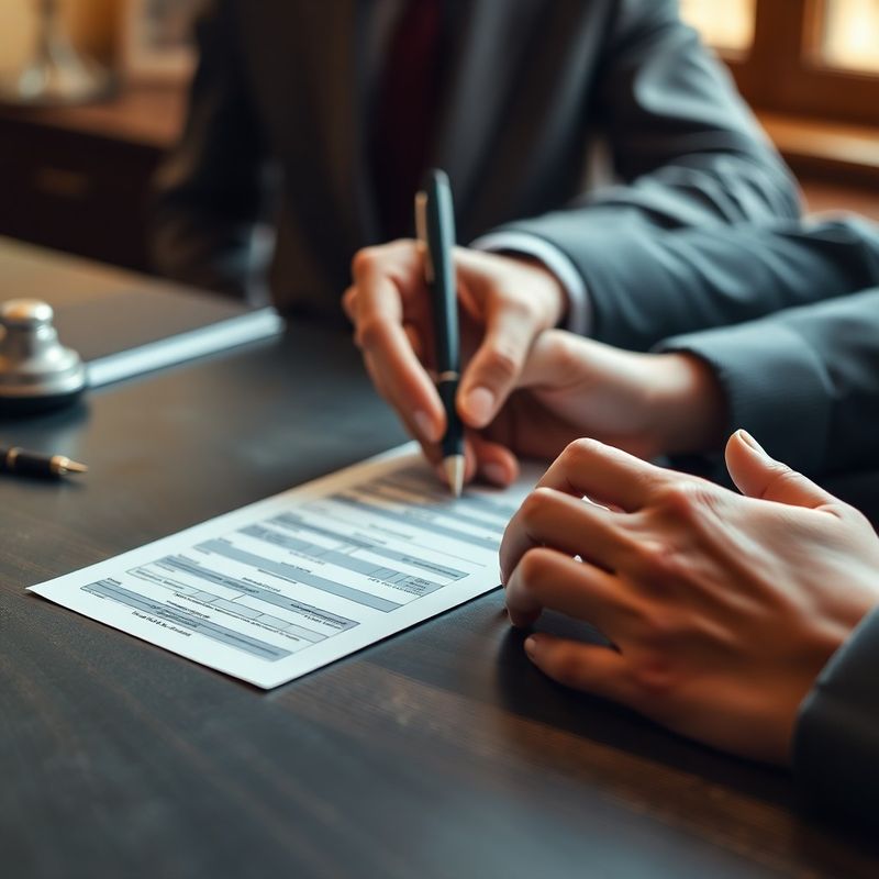 Mâini care semnează documente fiscale oficiale pe birou